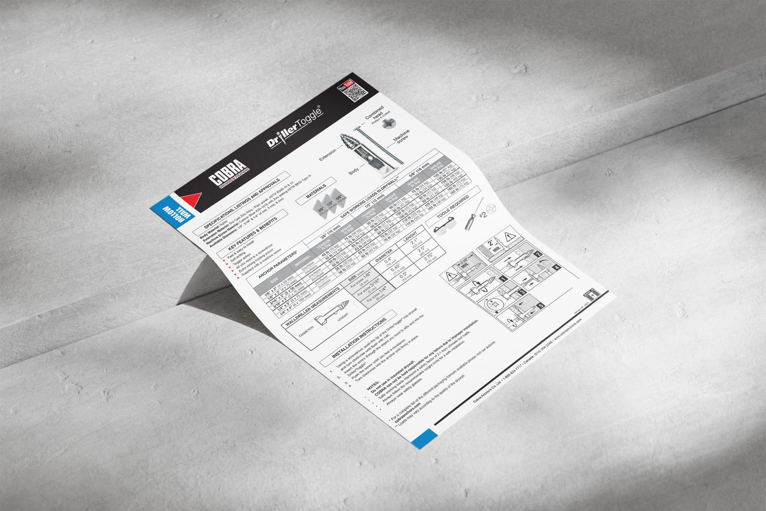 DrillerToggle – Spécifications techniques du produit