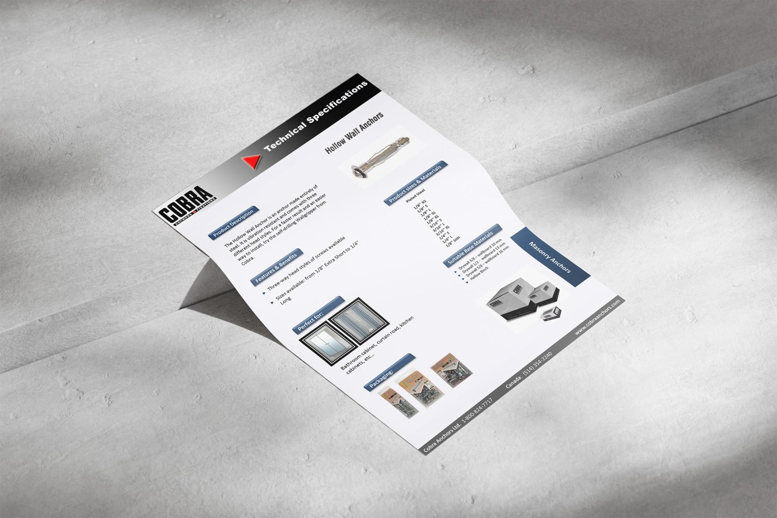 Fixation – Spécifications techniques du produit