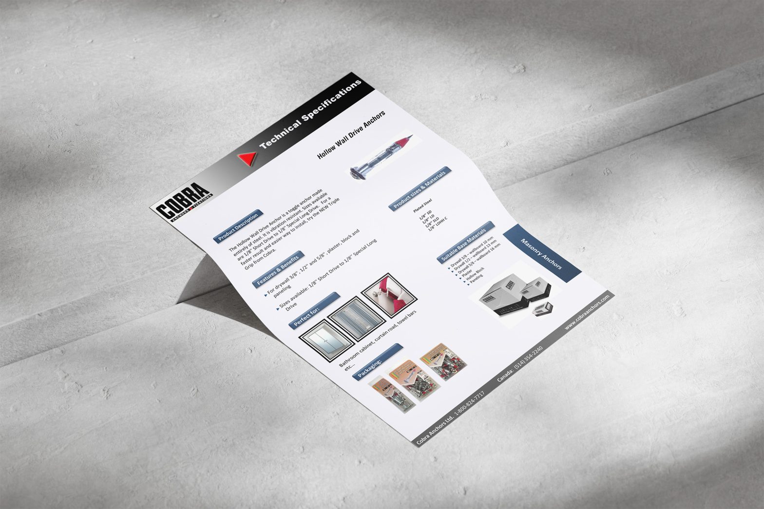 Fixation à impact – Spécifications techniques du produit