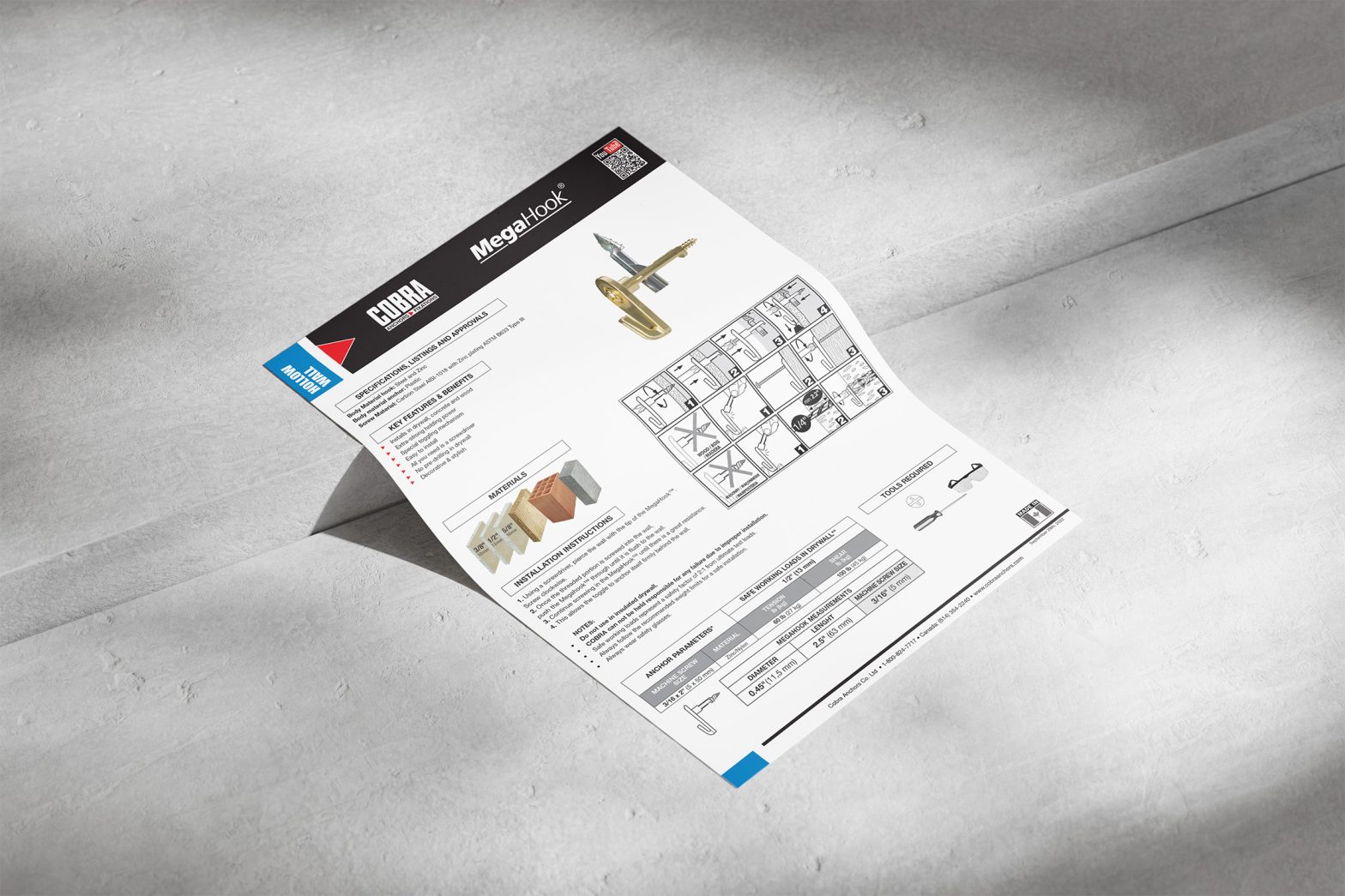 Mega Hook – Spécifications techniques du produit