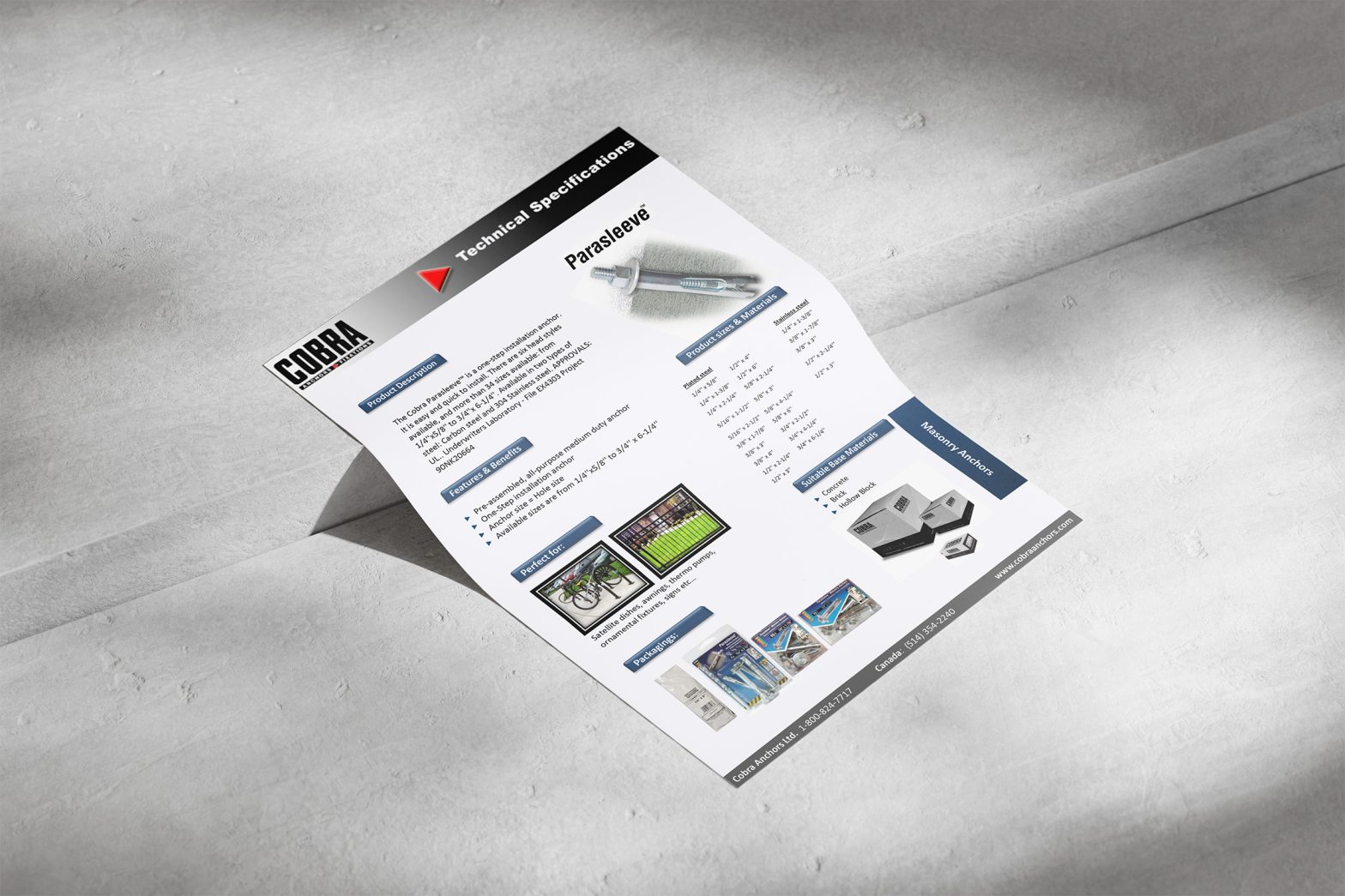 ParaSleeve – Spécifications techniques du produit