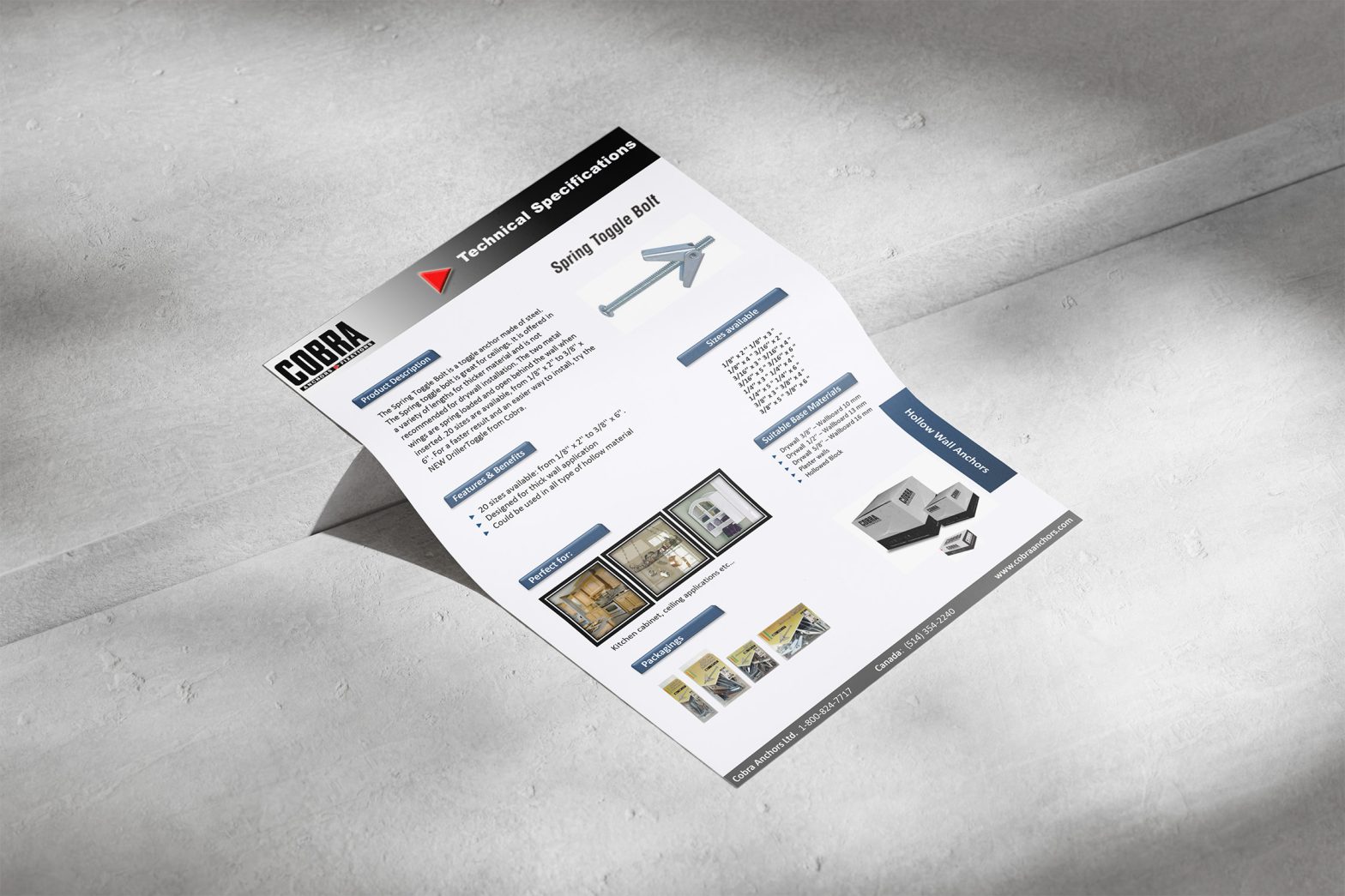 Ailettes à ressort – Spécifications techniques du produit