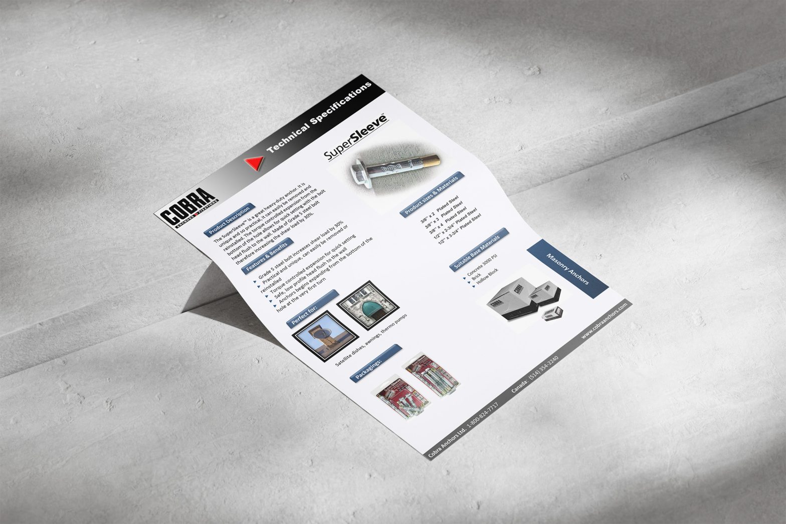 SuperSleeve – Spécifications techniques du produit