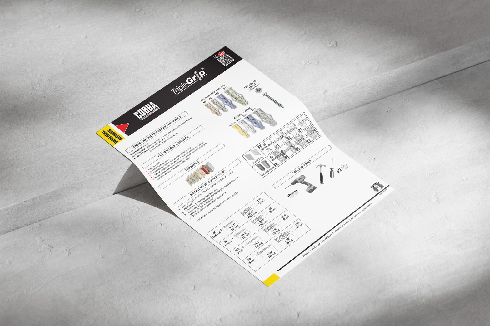 TripleGrip – Spécifications techniques du produit