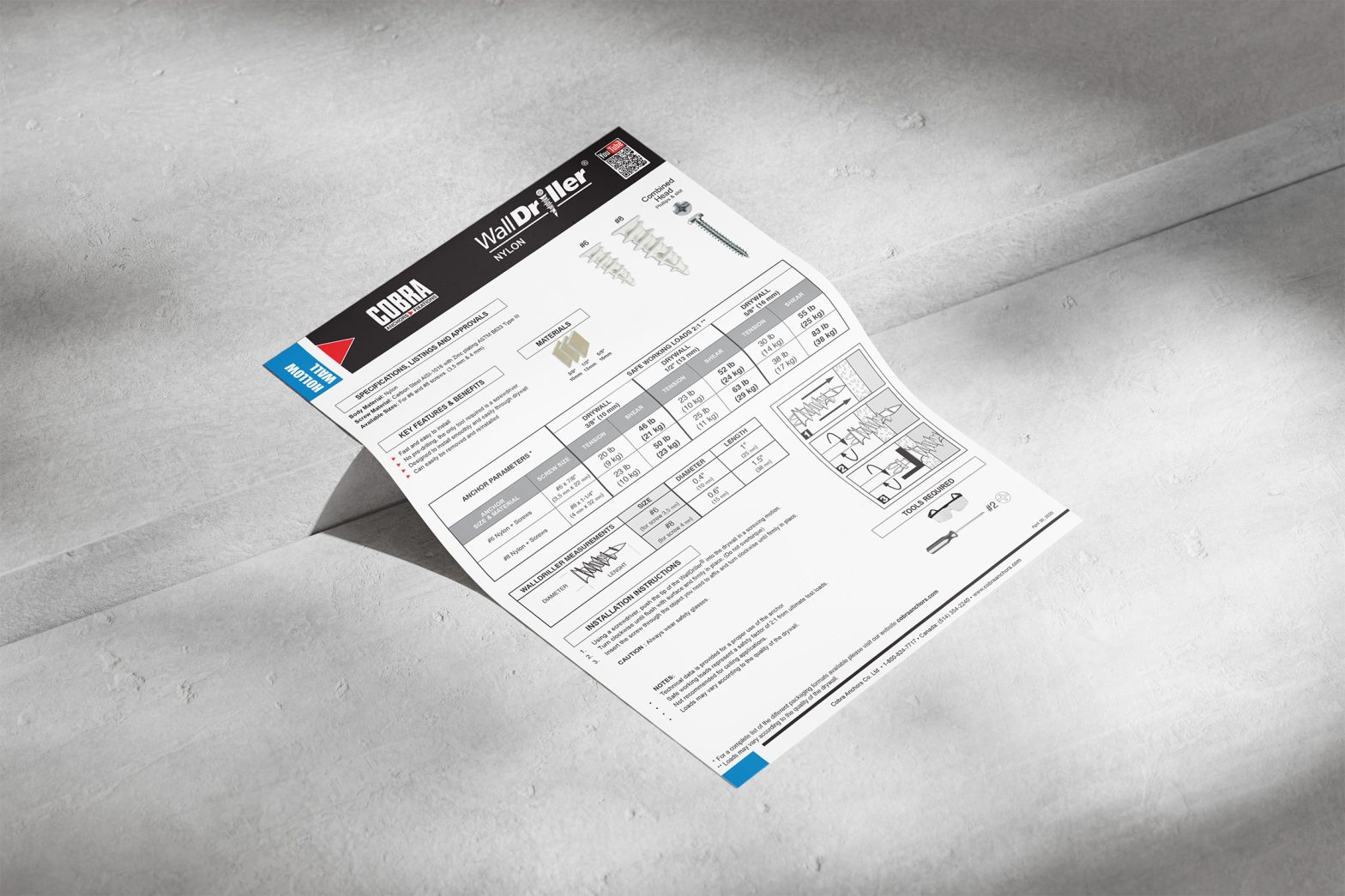 WallDriller Nylon – Spécifications techniques du produit