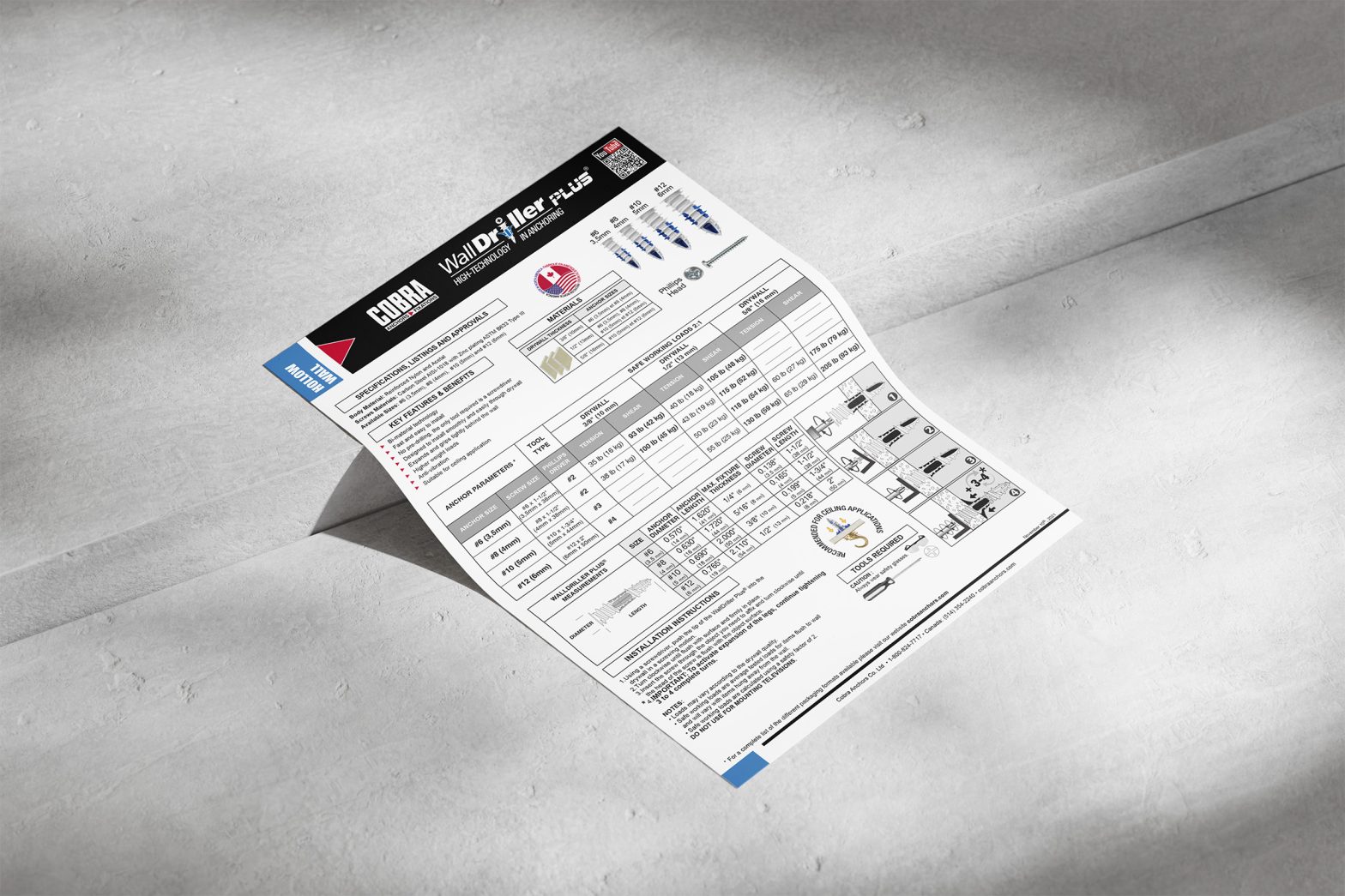 WallDriller Plus – Spécifications techniques du produit